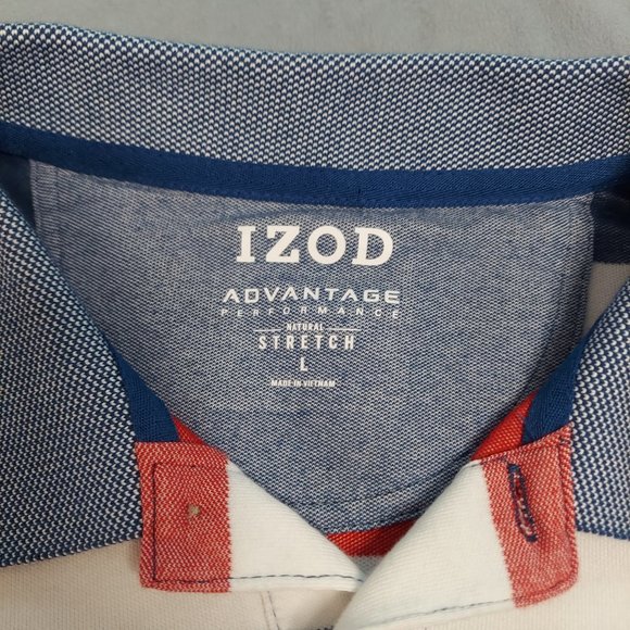 Men's IZOD Red, White and Blue Polo Shirt - Picture 5 of 5